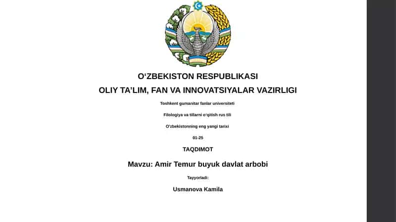 Amir Temur buyuk davlat arbobi 1