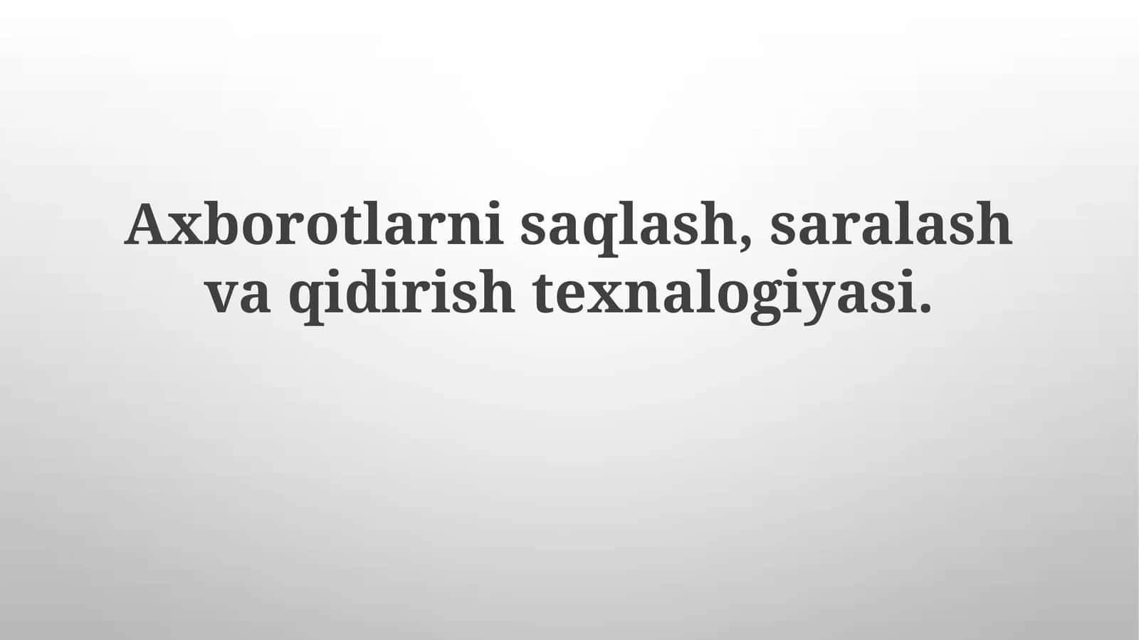 Ma'lumotlarni saralash algoritmlari 1