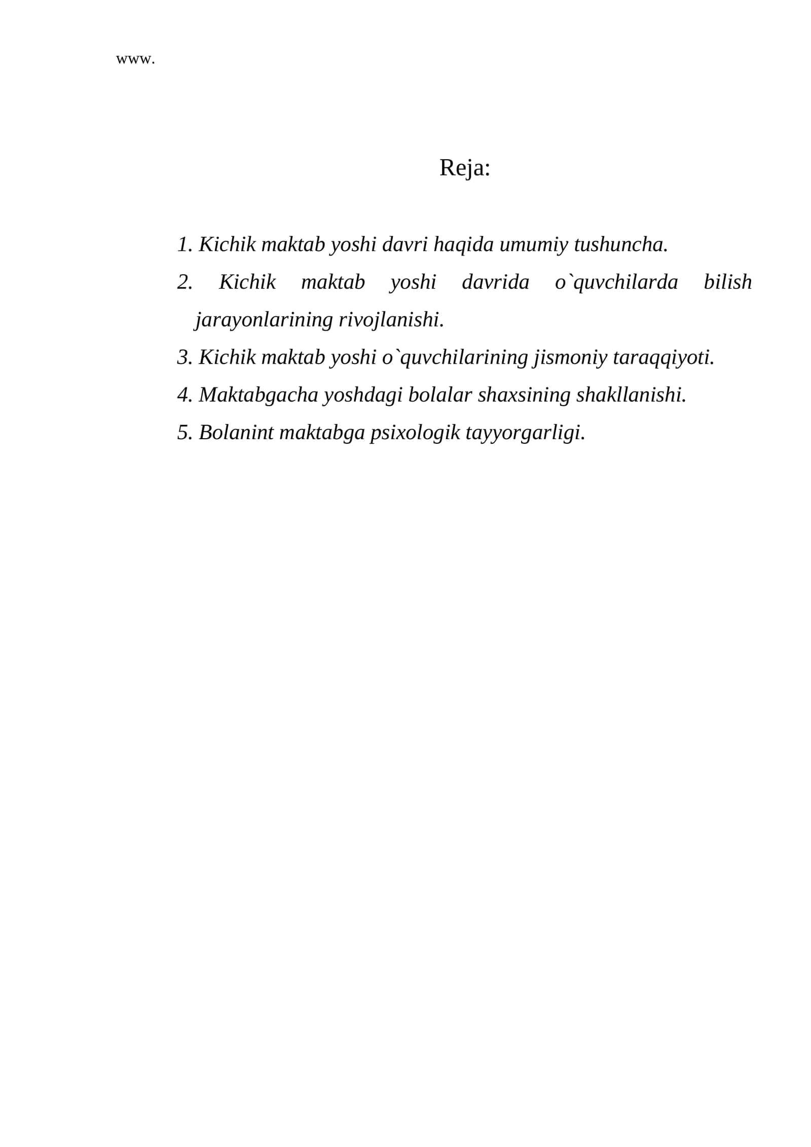 Kichik maktab yoshi davri 1