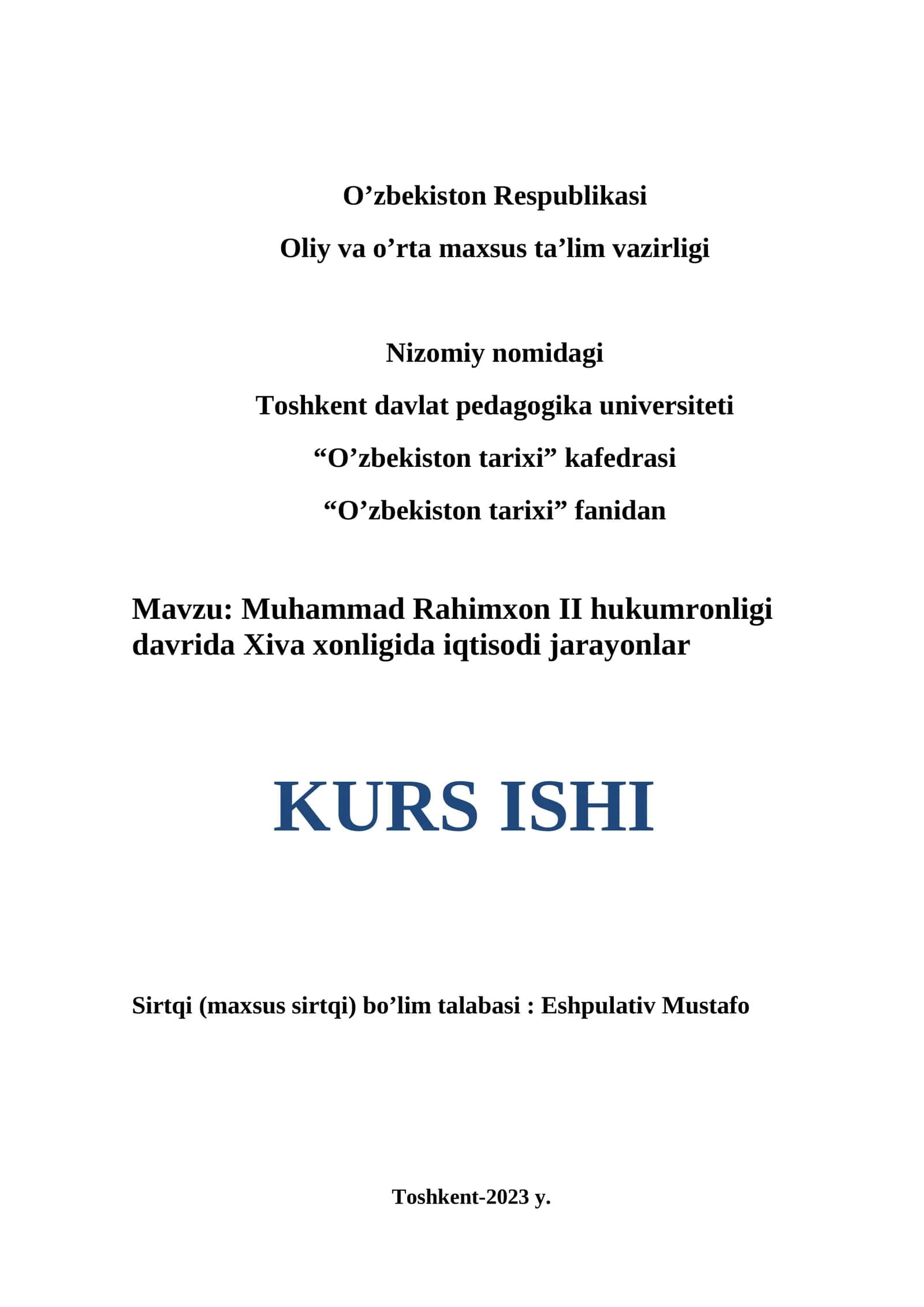 Muhammad Rahimxon II hukumronligi davrida Xiva xonligida iqtisodi jarayonlar 1