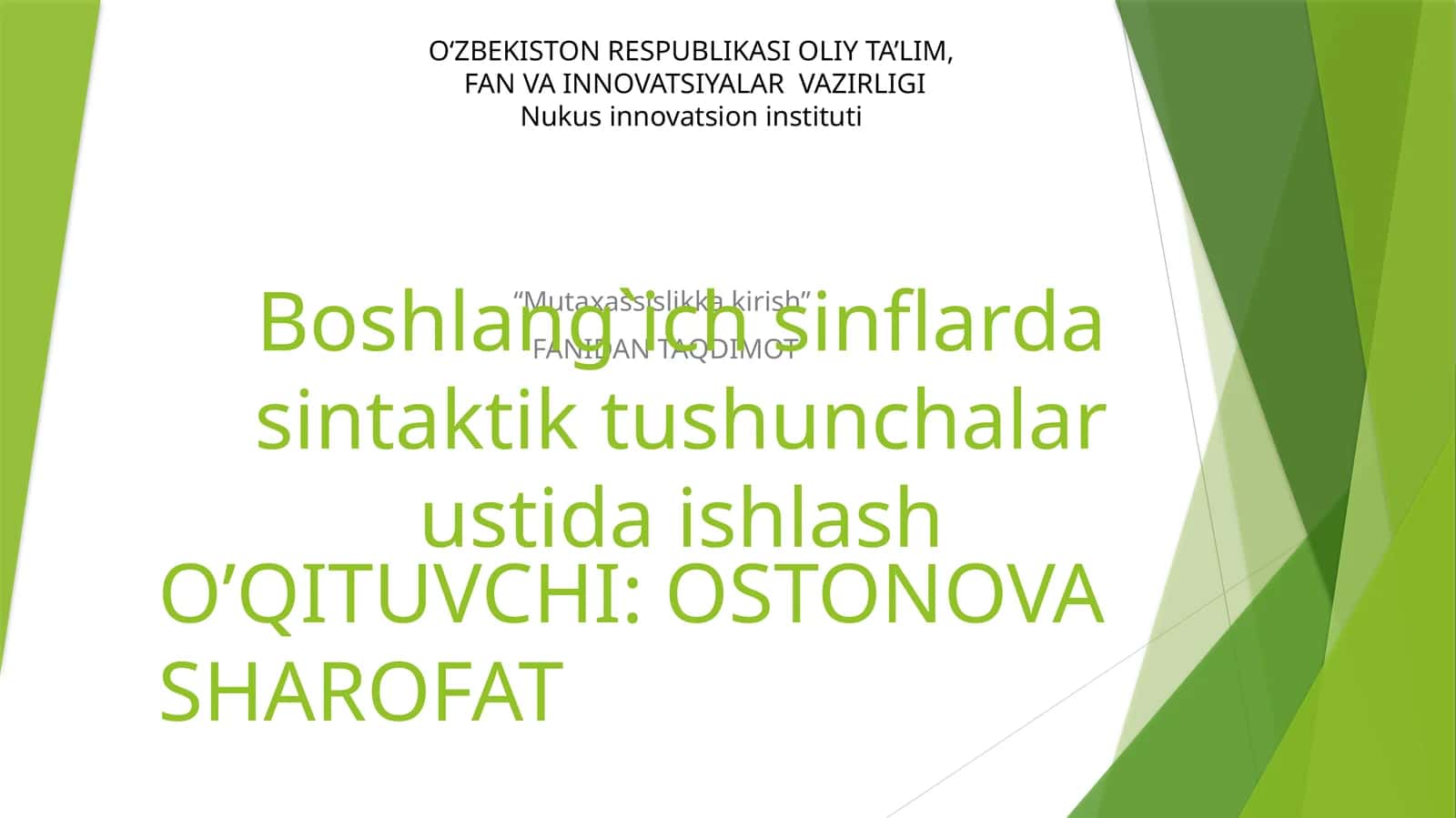 Boshlang`ich sinflarda sintaktik tushunchalar ustida ishlash 1