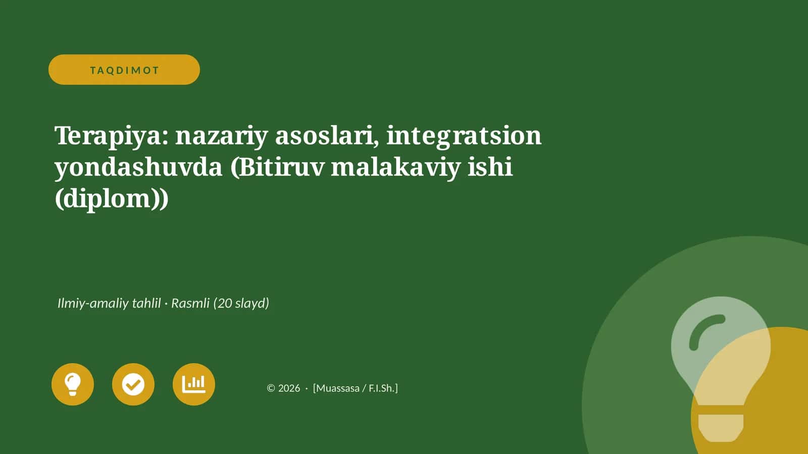 Terapiya: nazariy asoslari, integratsion yondashuvda (Bitiruv malakaviy ishi (diplom)) 1