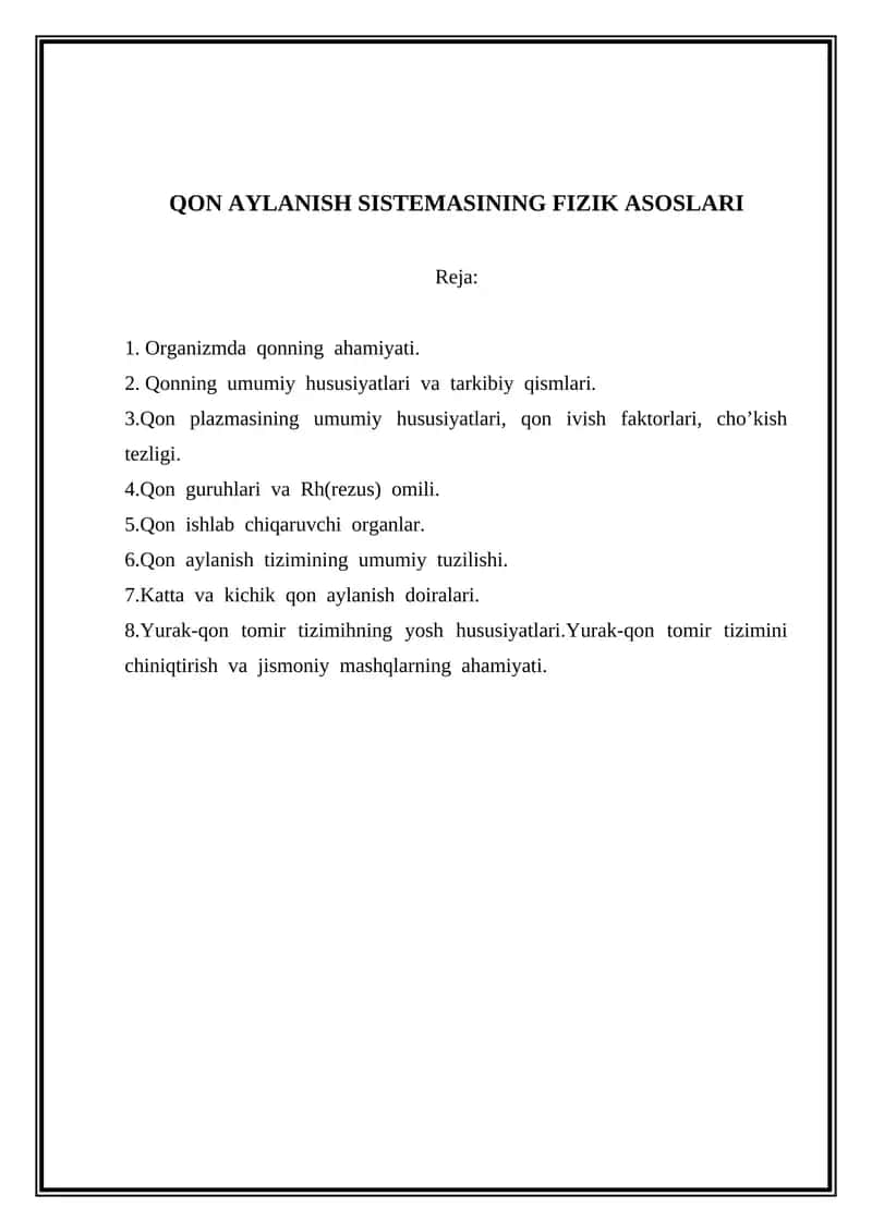 QON AYLANISH SISTEMASINING FIZIK ASOSLARI 1