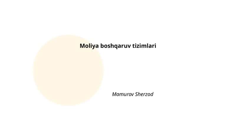 Moliya boshqaruv tizimlari 1