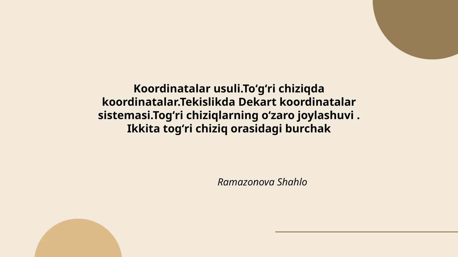 Koordinatalar usuli 1