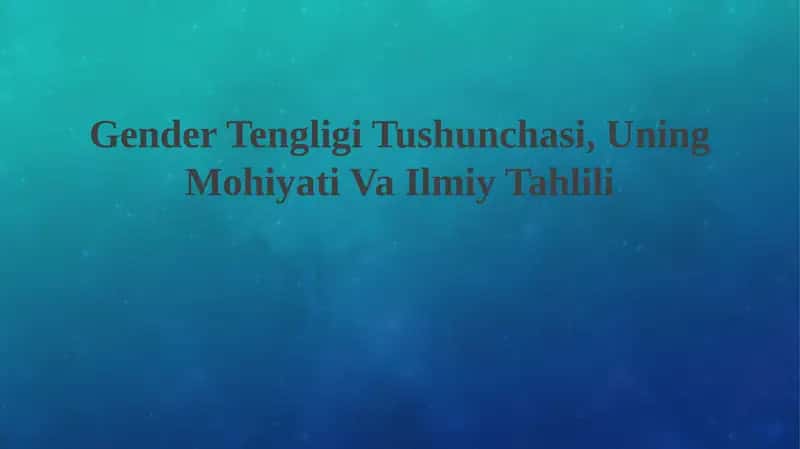 Gender Tengligi 1