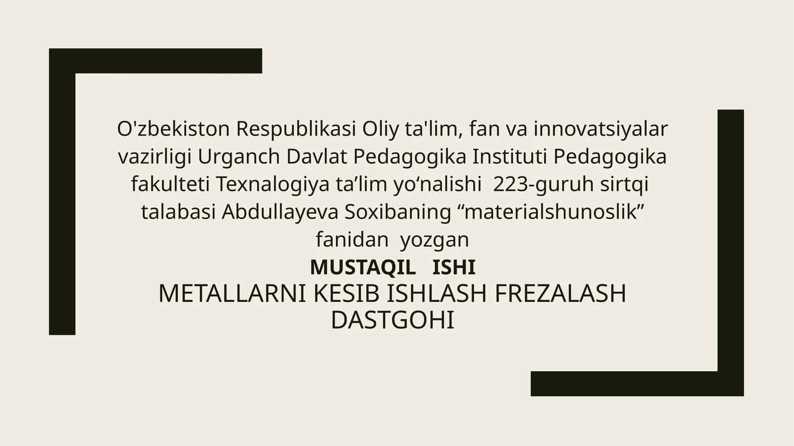 Metallarni kesib ishlash dastgohi 1