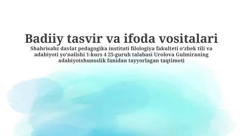 Adabiy tasvir va ifoda vositalari 1