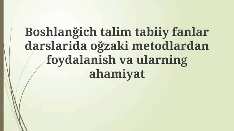 Verbal usullarning ahamiyati 1