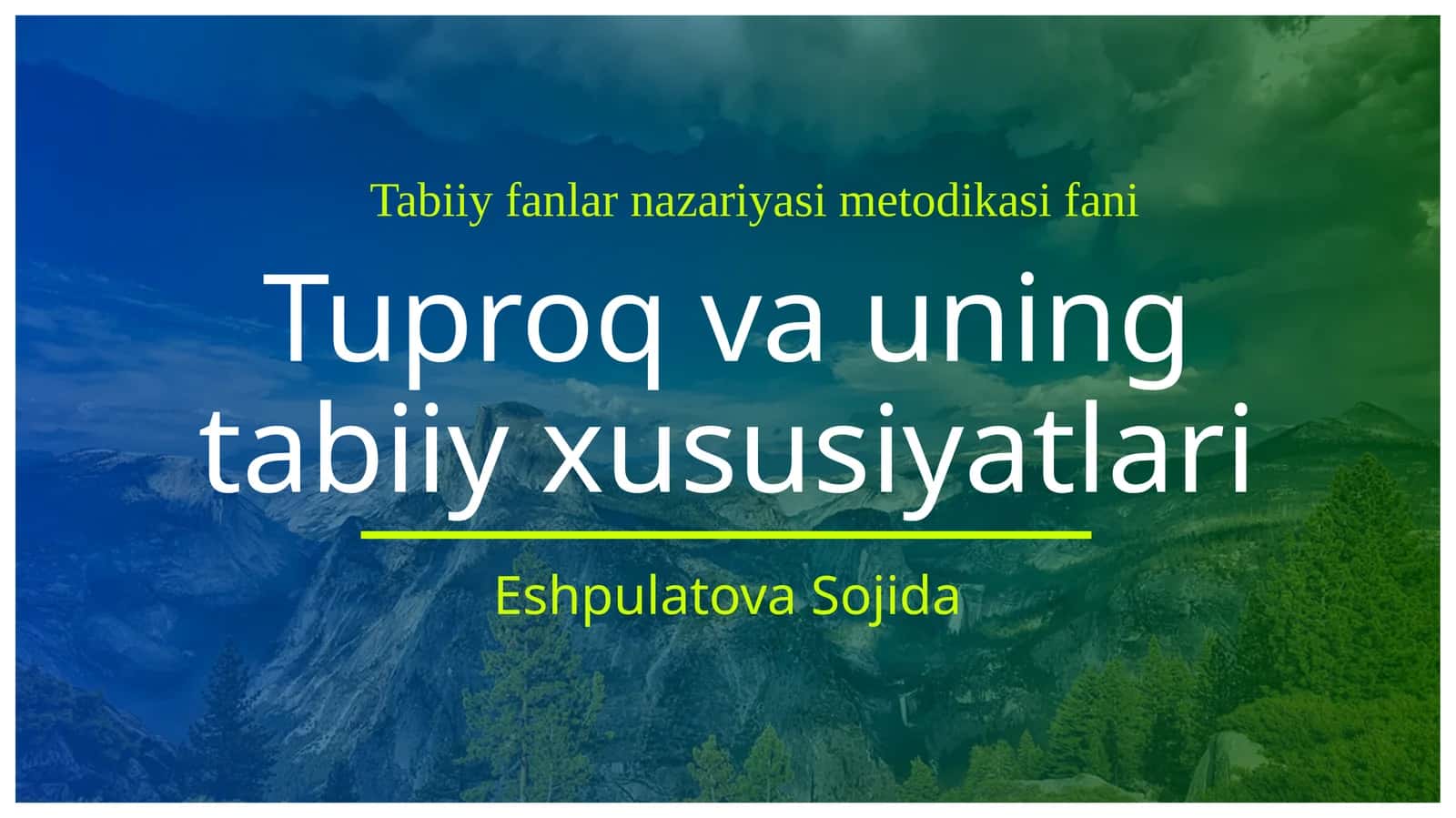 Tuproq va uning tabiiy xususiyatlari 1