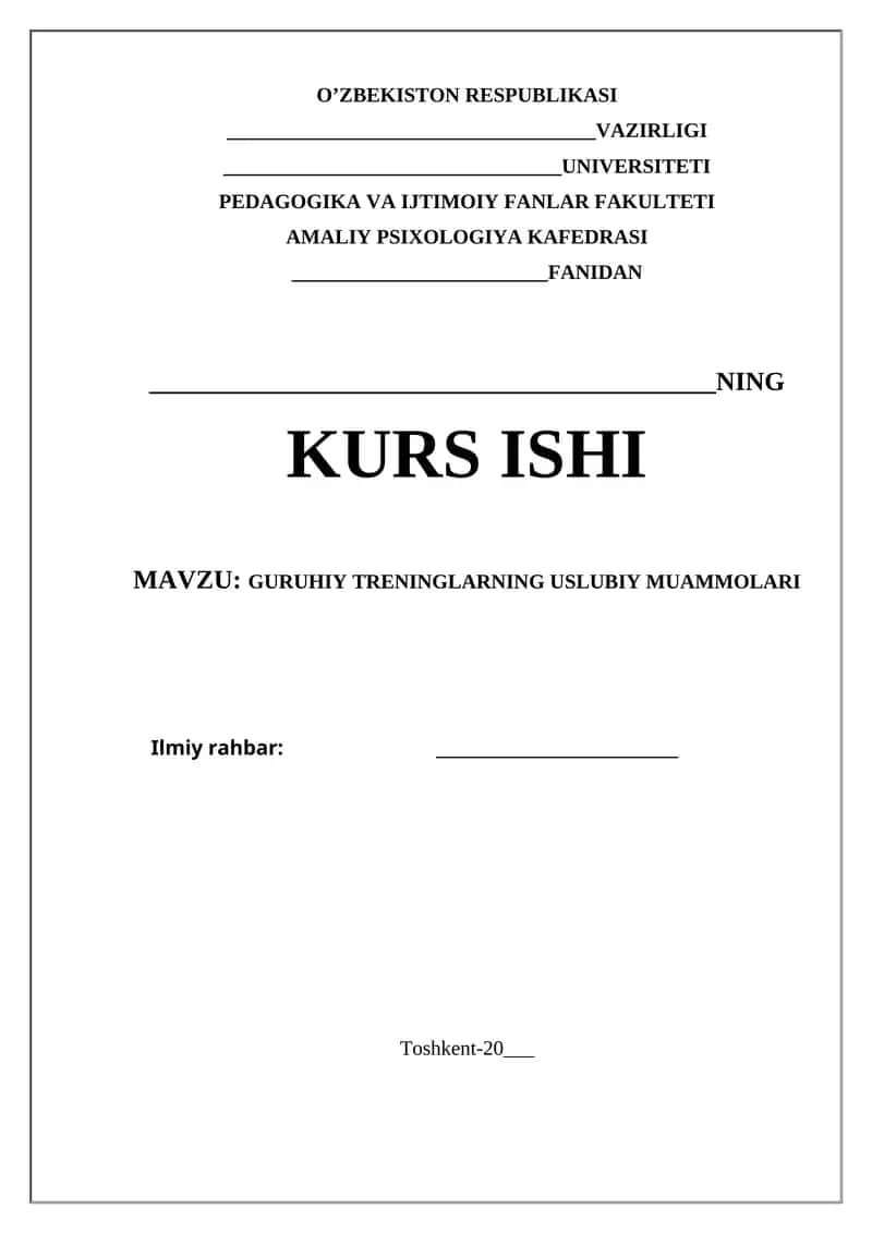 GURUHIY TRENINGLARNING USLUBIY MUAMMOLARI 1