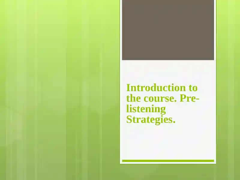 Teaching of Listening in English Classes