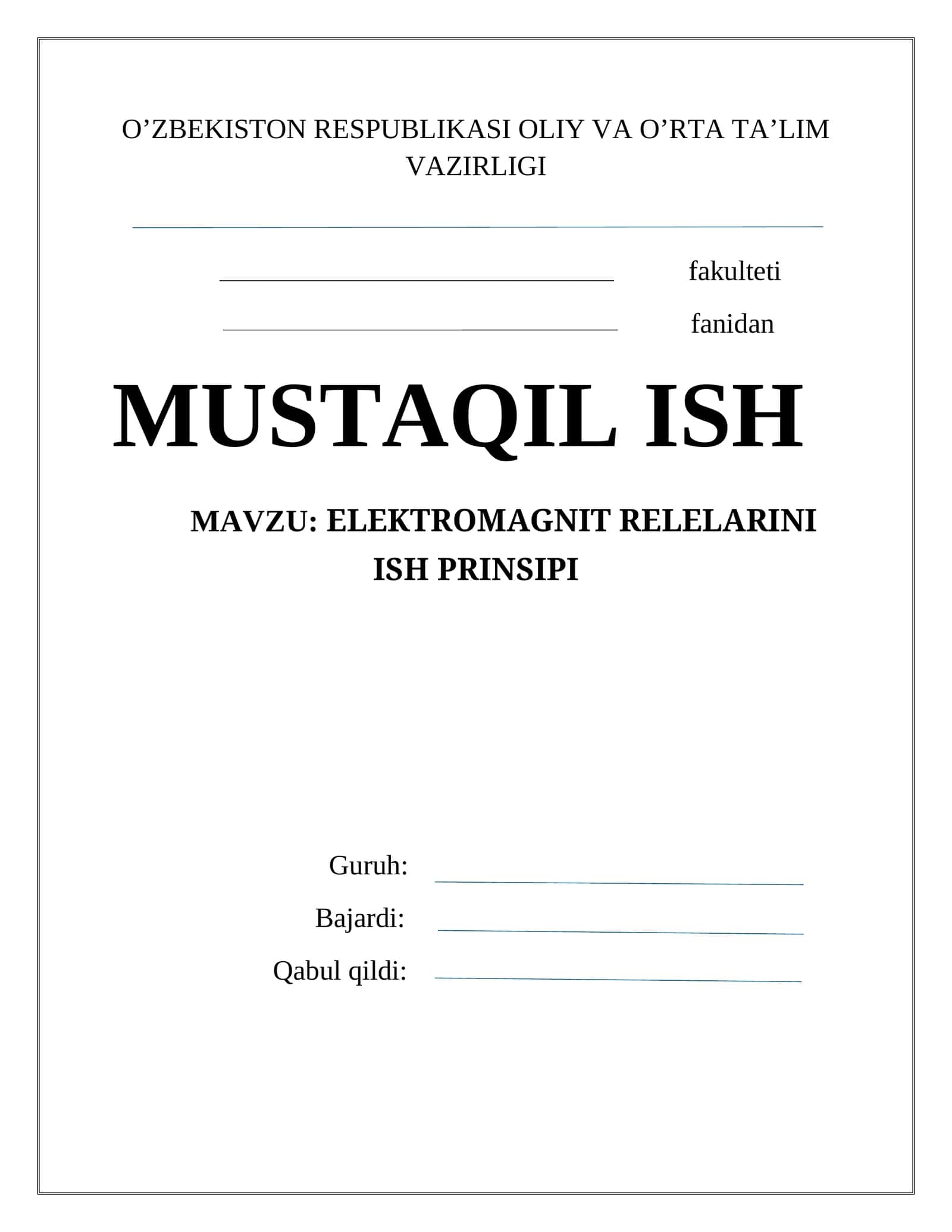 ELEKTROMAGNIT RELELARINI ISH PRINSIPI 1