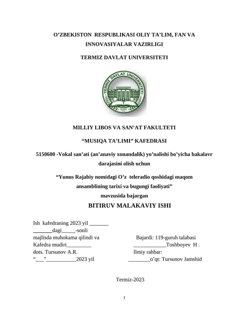 Vokal san’ati (an’anaviy xonandalik) 1