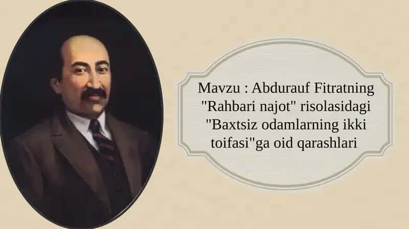 Abdurauf Fitratning "Rahbarinajot" risolasidagi "Baxtsizodamlarning ikki toifasi"ga oid qarashlari 1