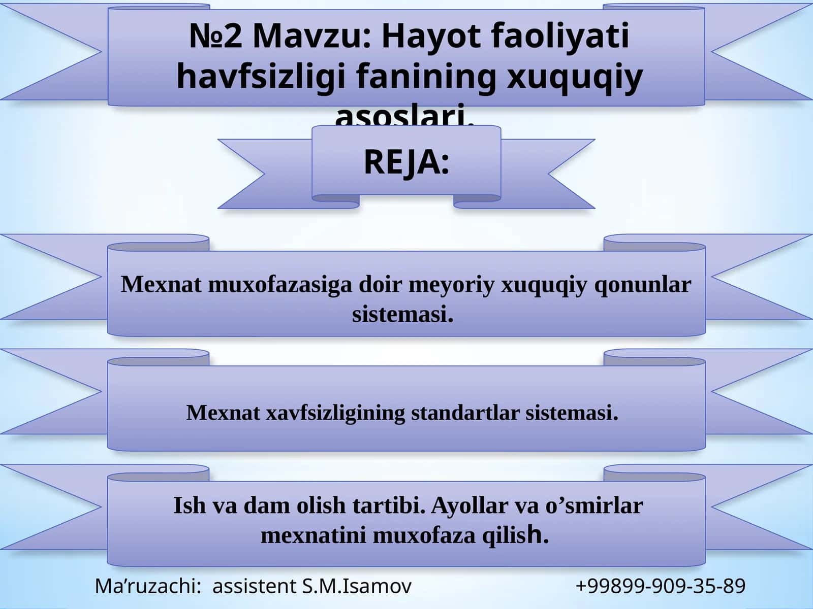 Hayot faoliyati xavfsizligi fanining huquqiy asoslari 1