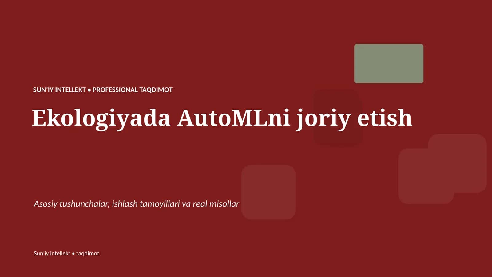 Ekologiyada AutoMLni joriy etish 1