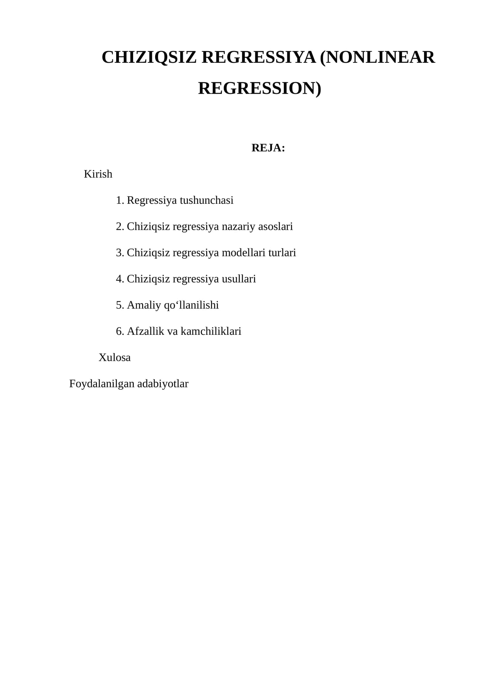 Chiziqsiz Regressiya (Nonlinear Regression) 1
