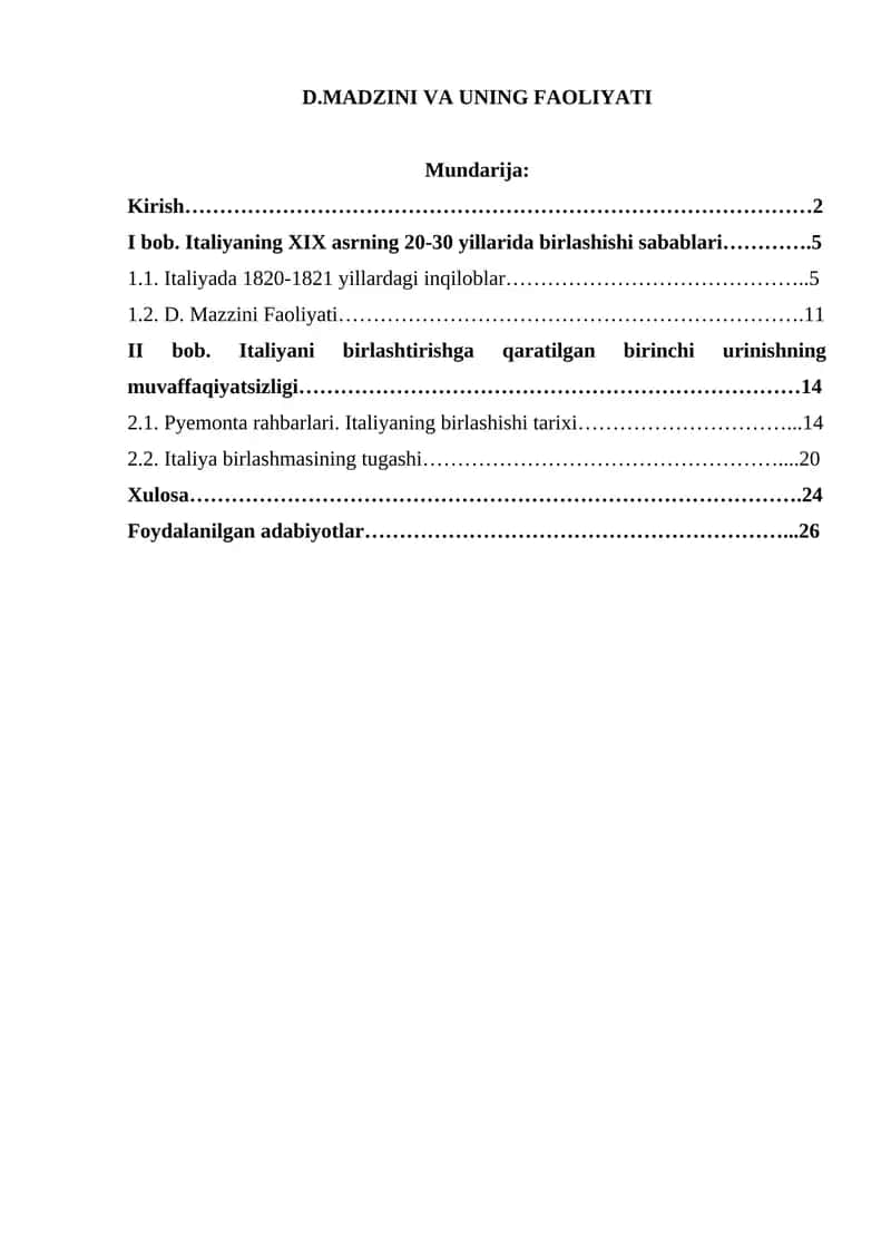 D.MADZINI VA UNING FAOLIYATI 1