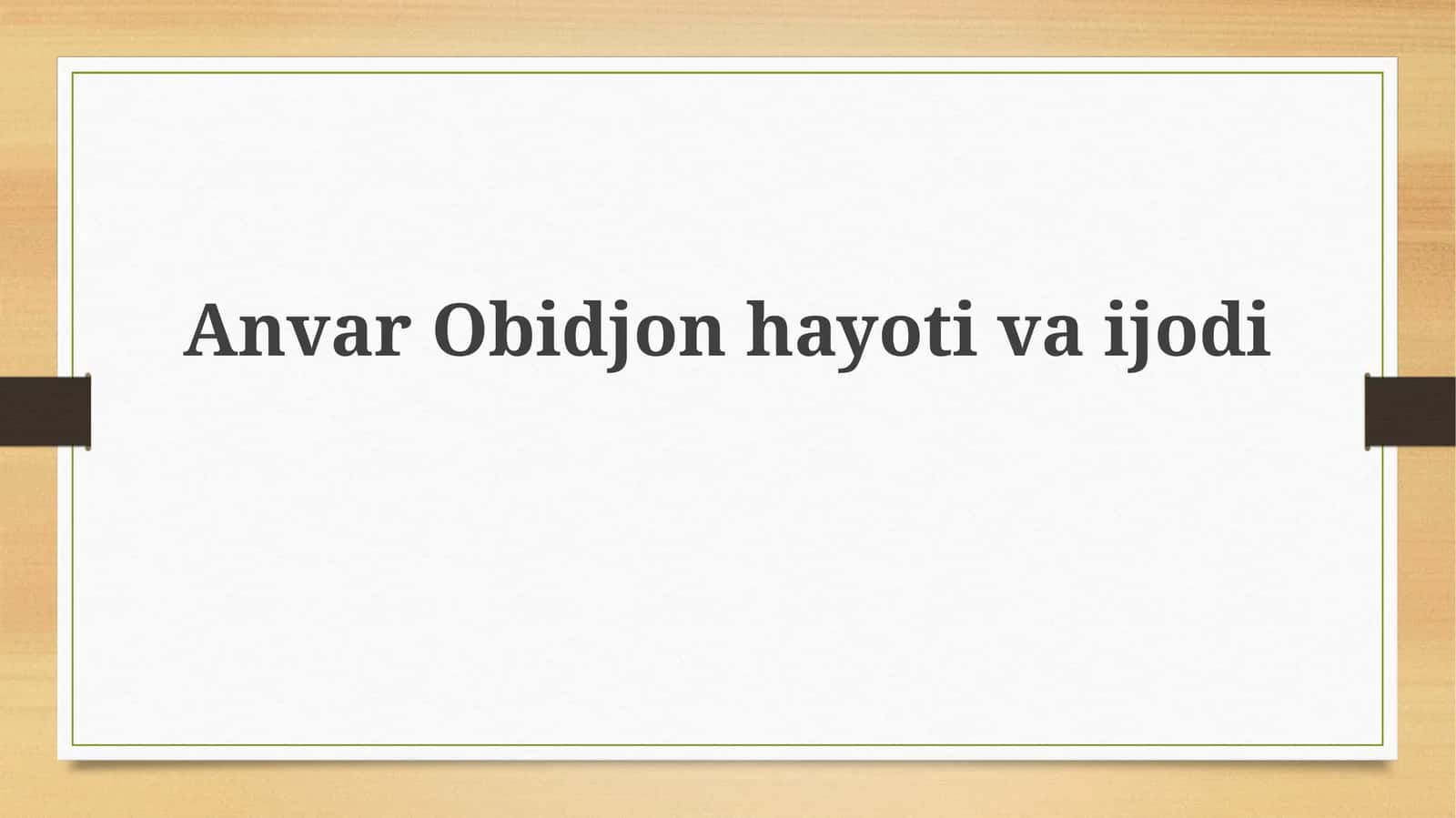 Xotiralar va Baholovlar 1