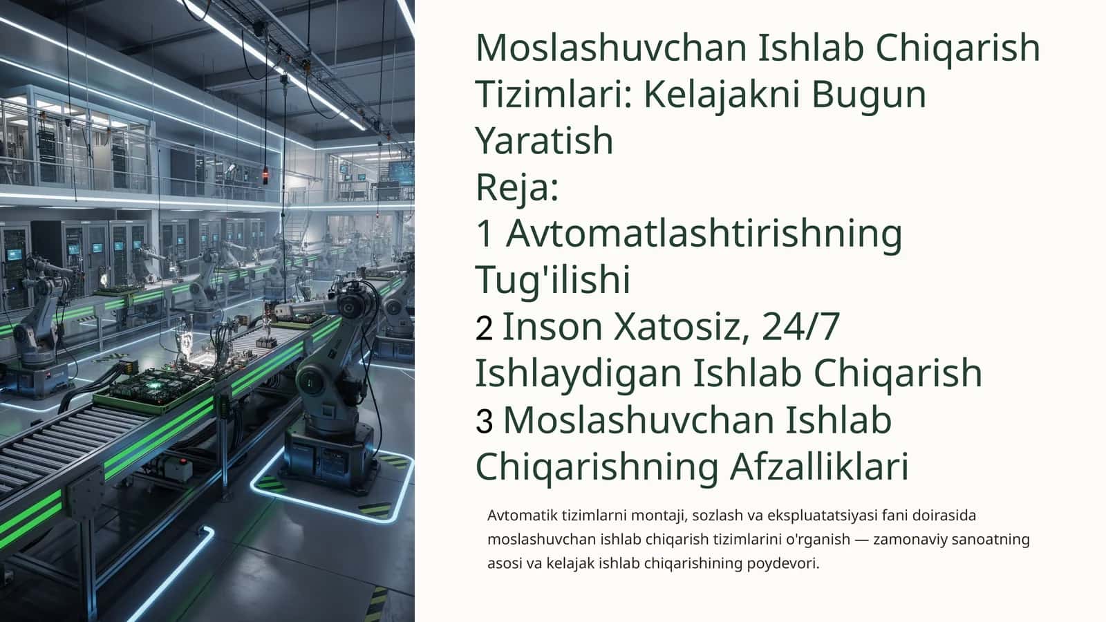 Moslashuvchan Ishlab Chiqarish Tizimlari: KelajakniBugunYaratish 1