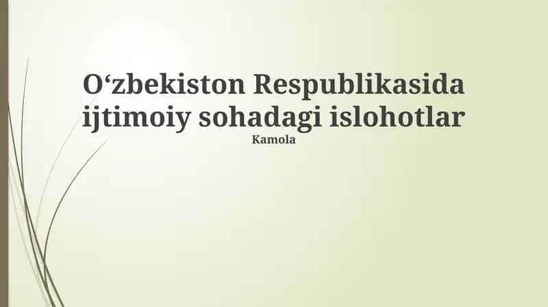 Oʻzbekiston Respublikasida ijtimoiy sohadagi islohotlar 1