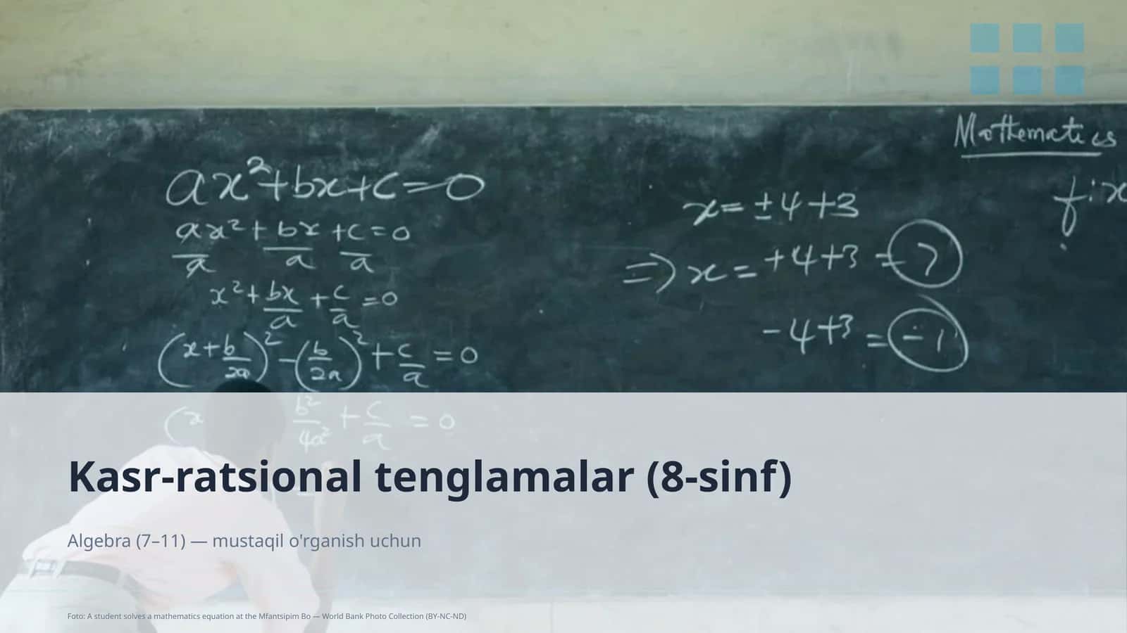 Kasr-ratsional tenglamalar (8-sinf) 1