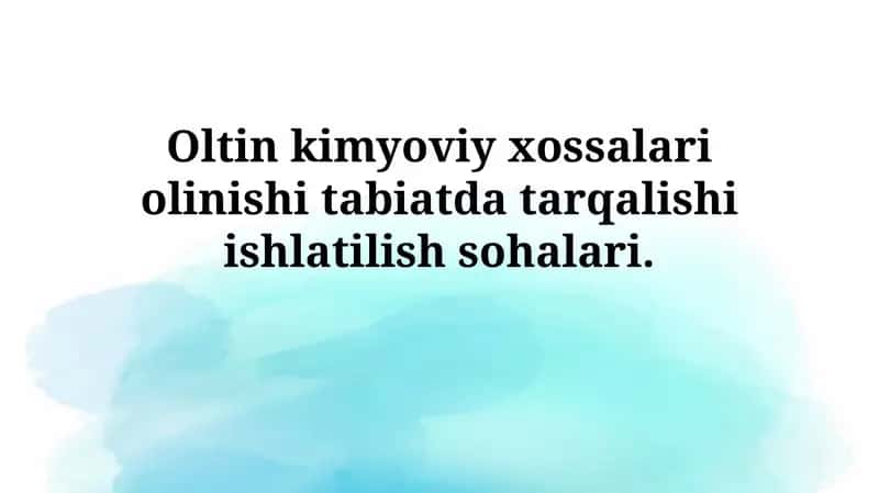Oltinning qo'llanilishi 1