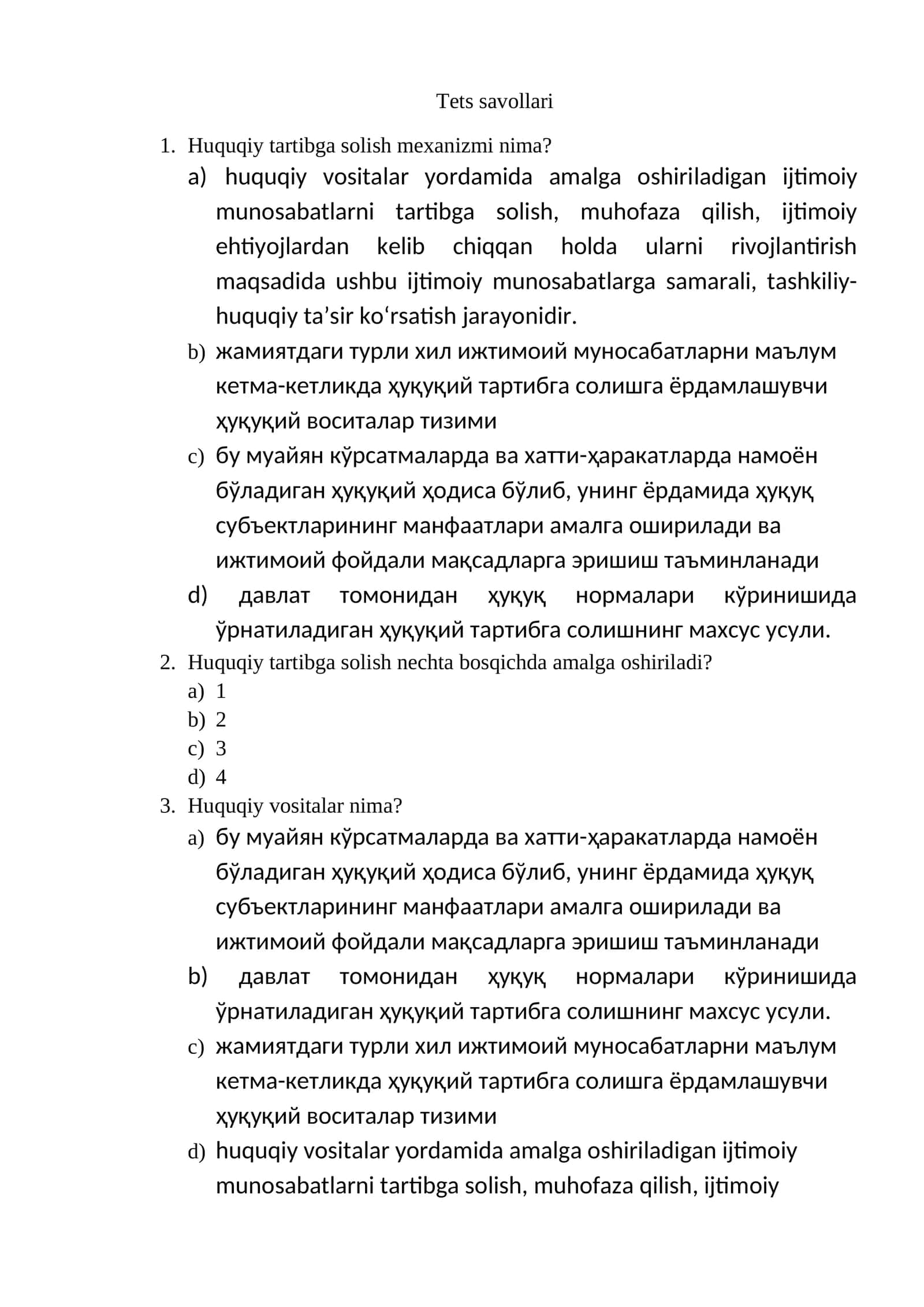 Huquqiy Tartibga Solish 1