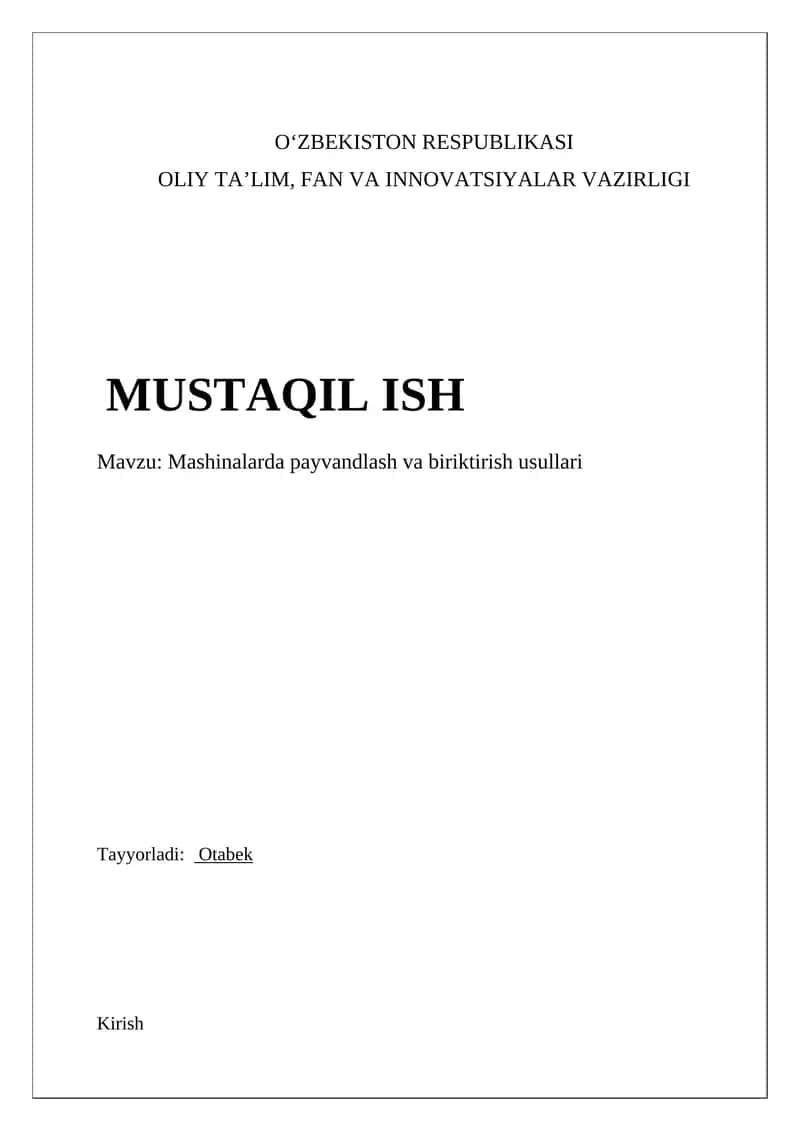 Mashinalarda payvandlash va biriktirish usullari 1