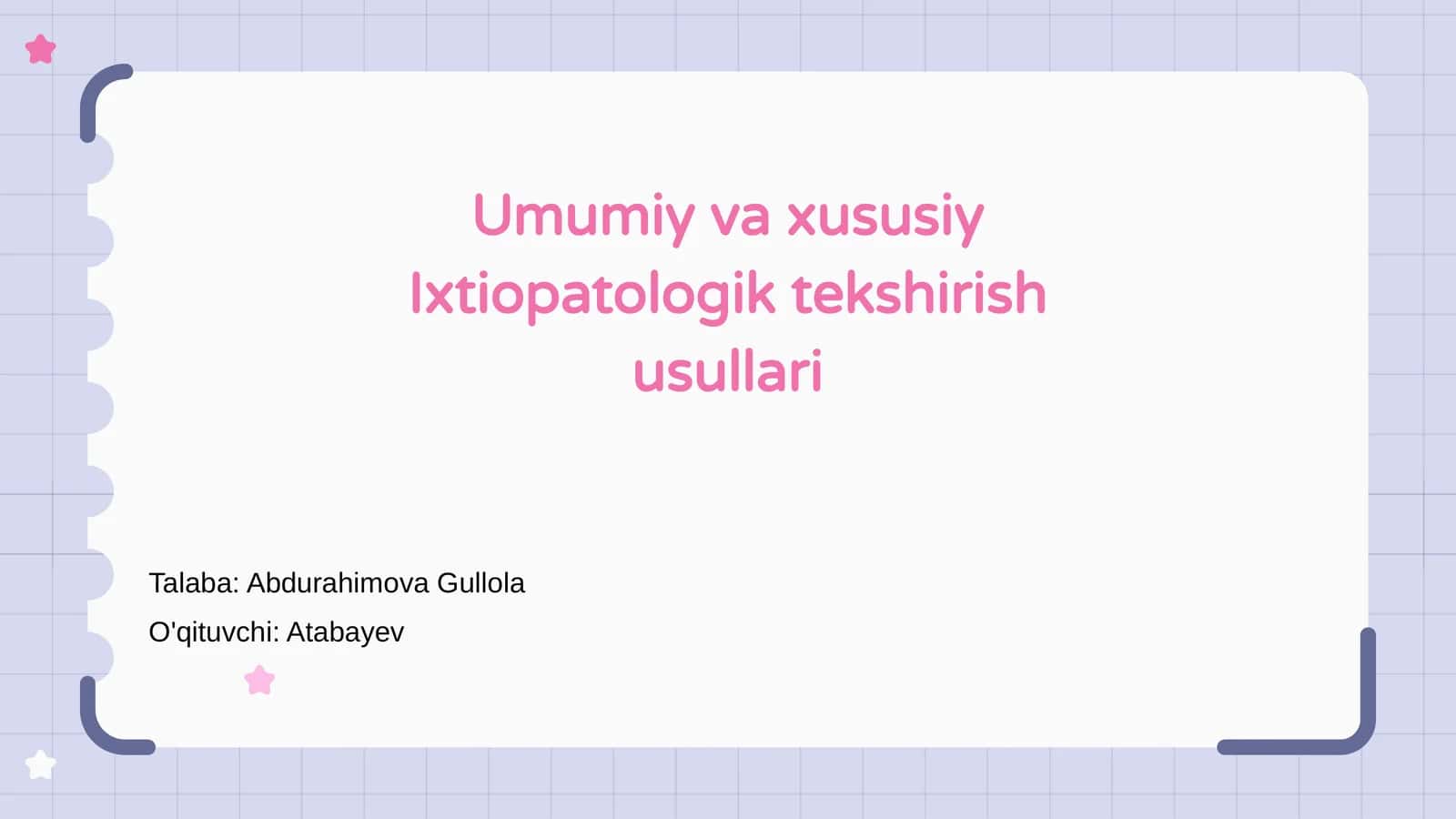 Umumiy va xususiy Ixtiopatologik tekshirish usullari 1