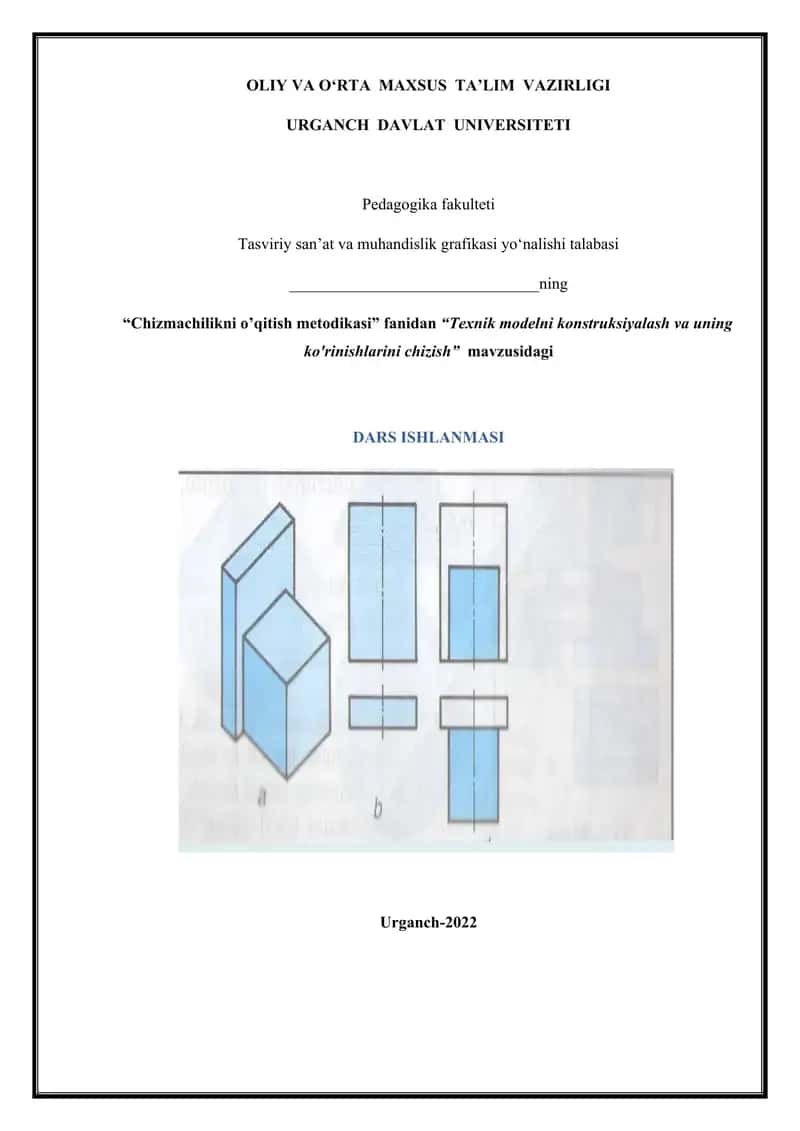 "Chizmachilikni o’qitish metodikasi" 1