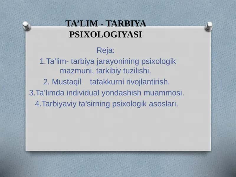 TA’LIM - TARBIYA PSIXOLOGIYASI 1