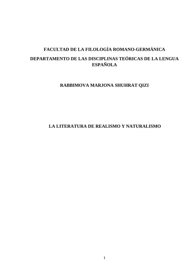 La literatura de Realismo y Naturalismo 1