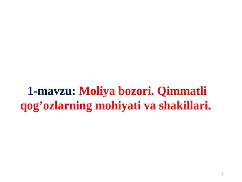 Moliya bozori 1