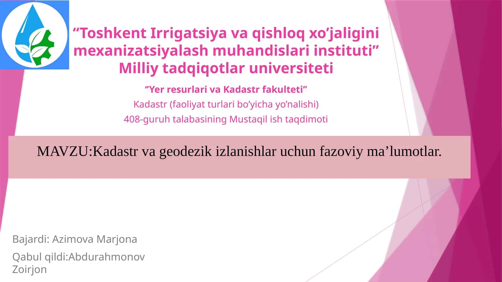 Kadastr(faoliyat turlari bo'yicha yo'nalish) 1
