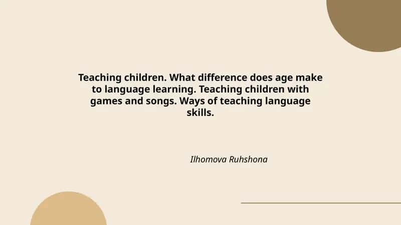 Mavzu: Bolalar bilan ta'lim 1