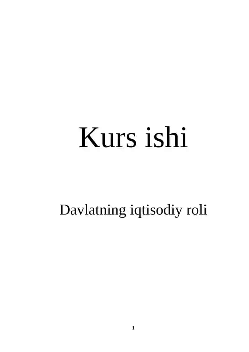 Davlatning iqtisodiy roli