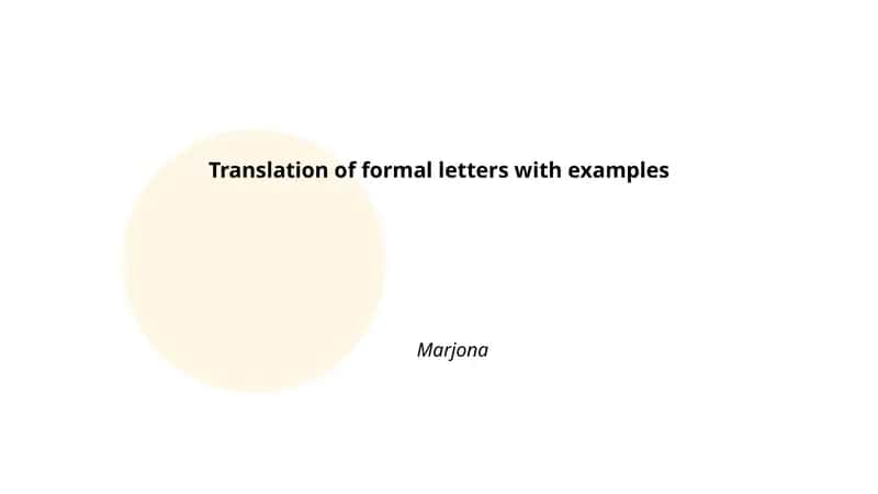 Translation of formal letters with examples 1