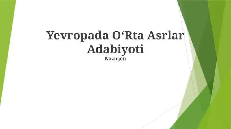 Oʻrta Asrlar Adabiyoti 1