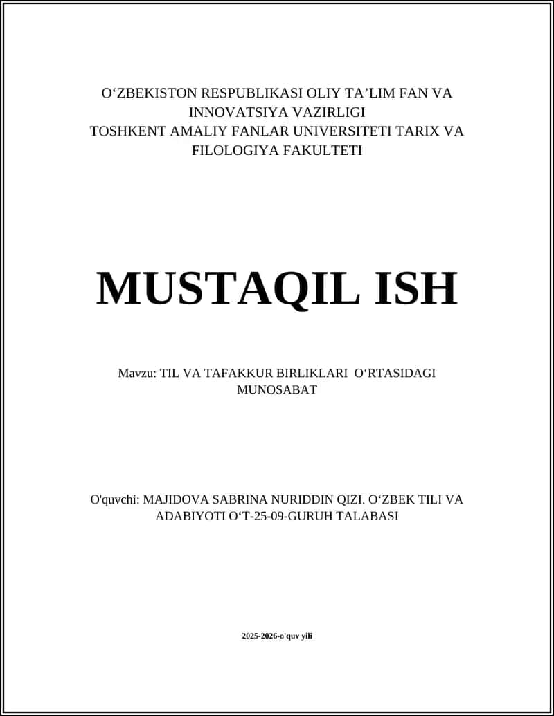 Til va tafakkur: nazariy asoslar 1