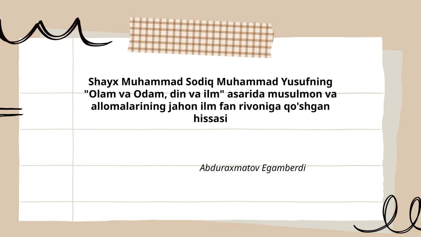 Olam va Odam, din va ilm 1