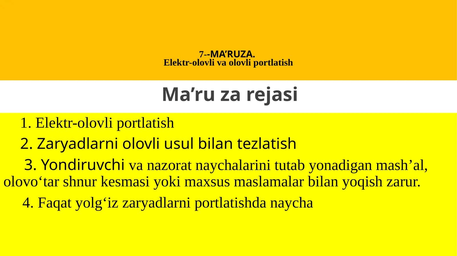 Elektr-olovli va olovli portlatish 1