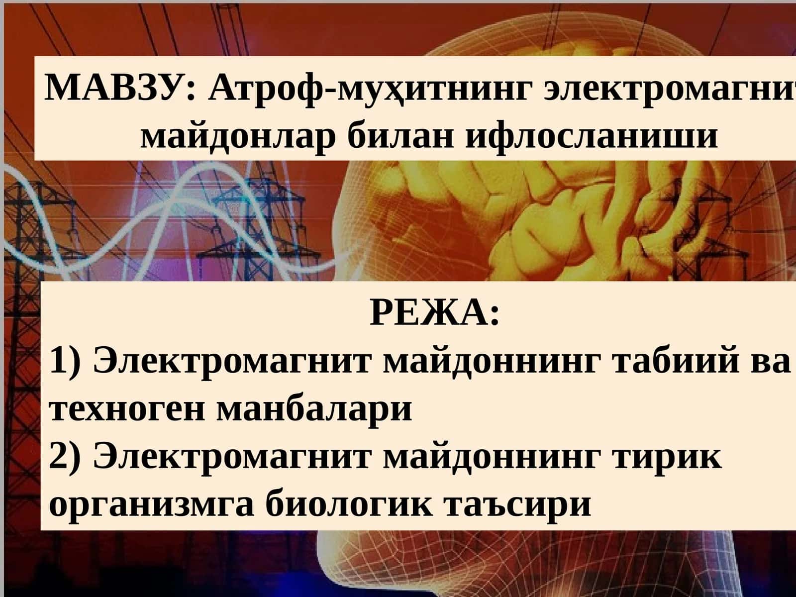 Электромагнит майдонлар билан ифлосланиши 1