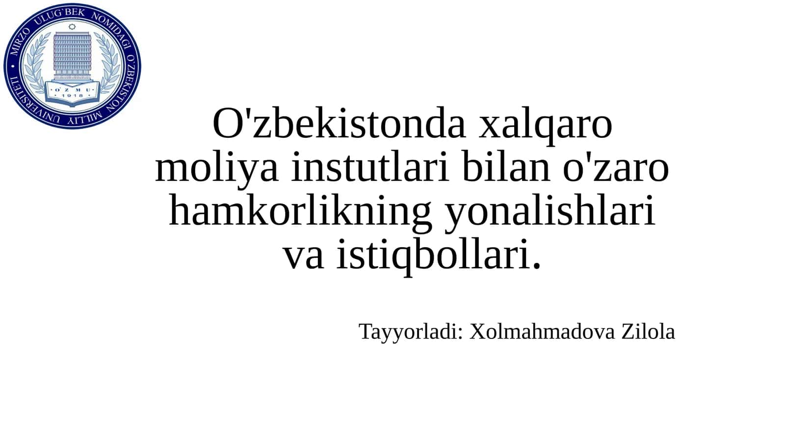 Xalqaro Moliya Instituti Ta'lim kursi 1