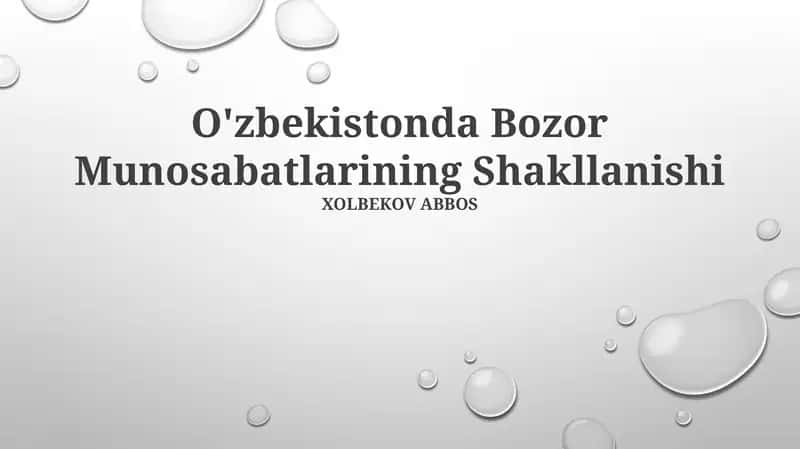 O'zbekistonda Bozor Munosabatlarining Shakllanishi 1