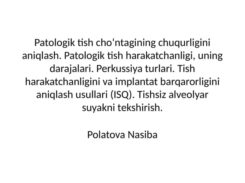 patologik tish cho'ntagining chuqurligini aniqlash 1