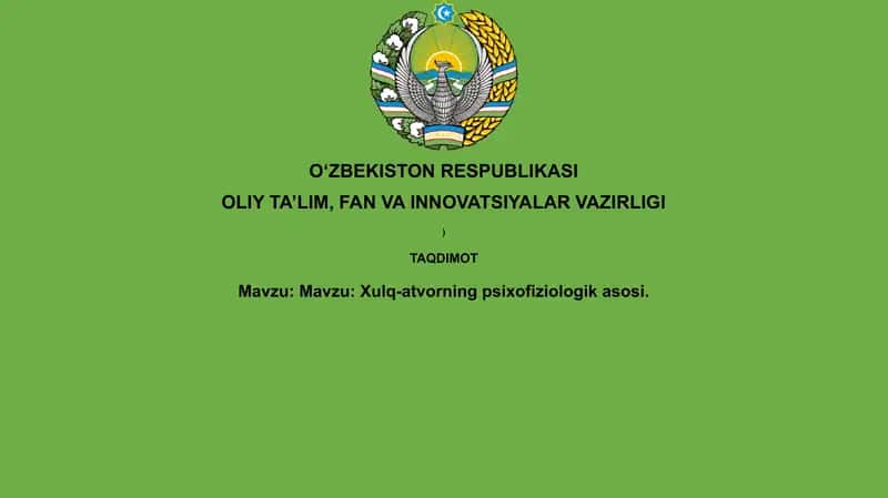 Xulq-atvorning psixofiziologikasi 1