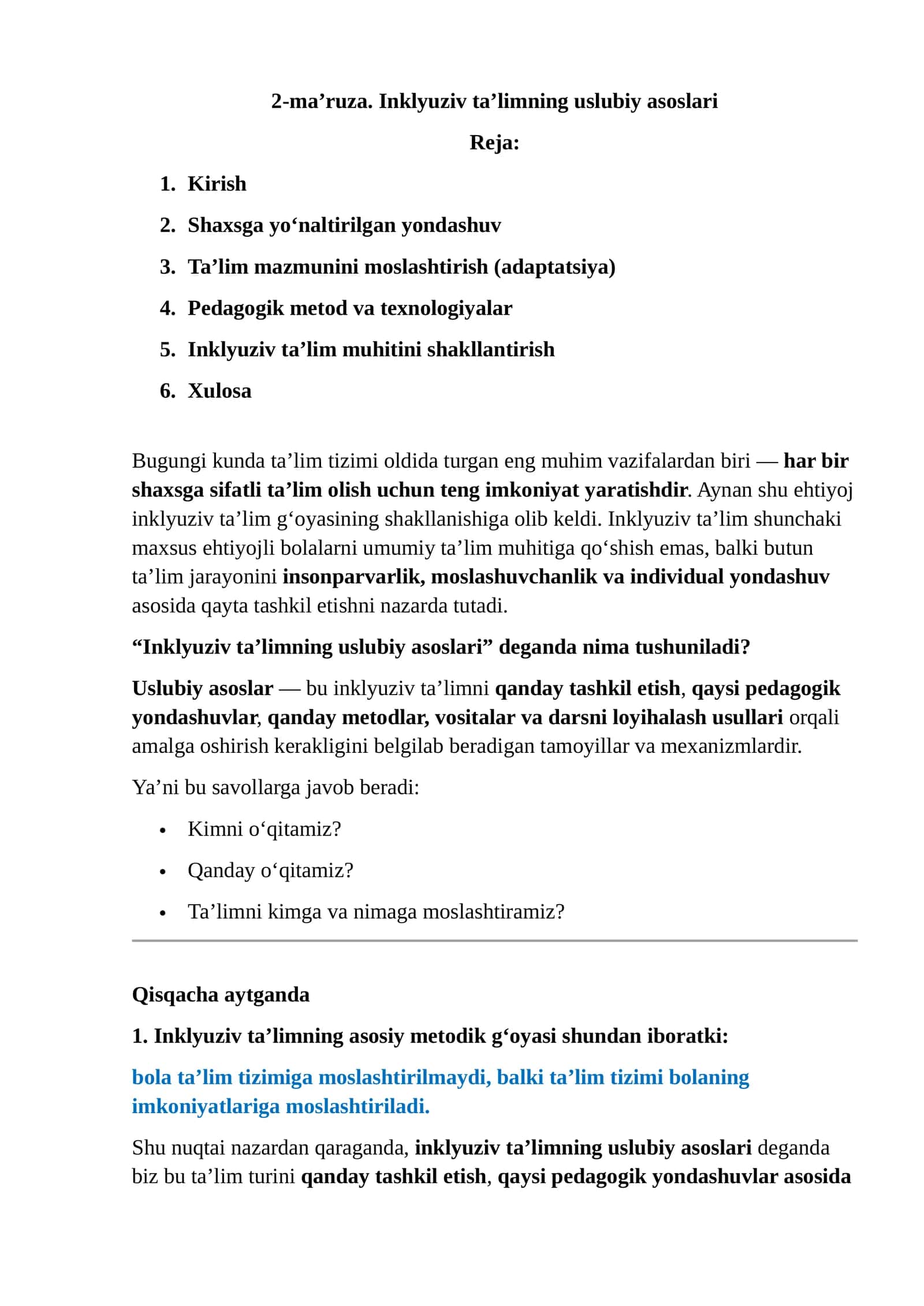 Inklyuziv ta’limning uslubiy asoslari 1