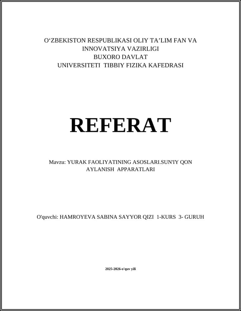 Yurak faoliyating asoslari 1